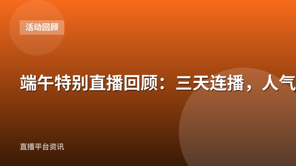 端午特别直播回顾：三天连播，人气破百万